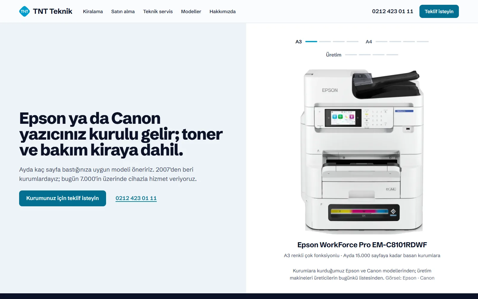tntteknik.com.tr ana sayfası masaüstünde ve telefonda — Ajansso'nun yaptığı site